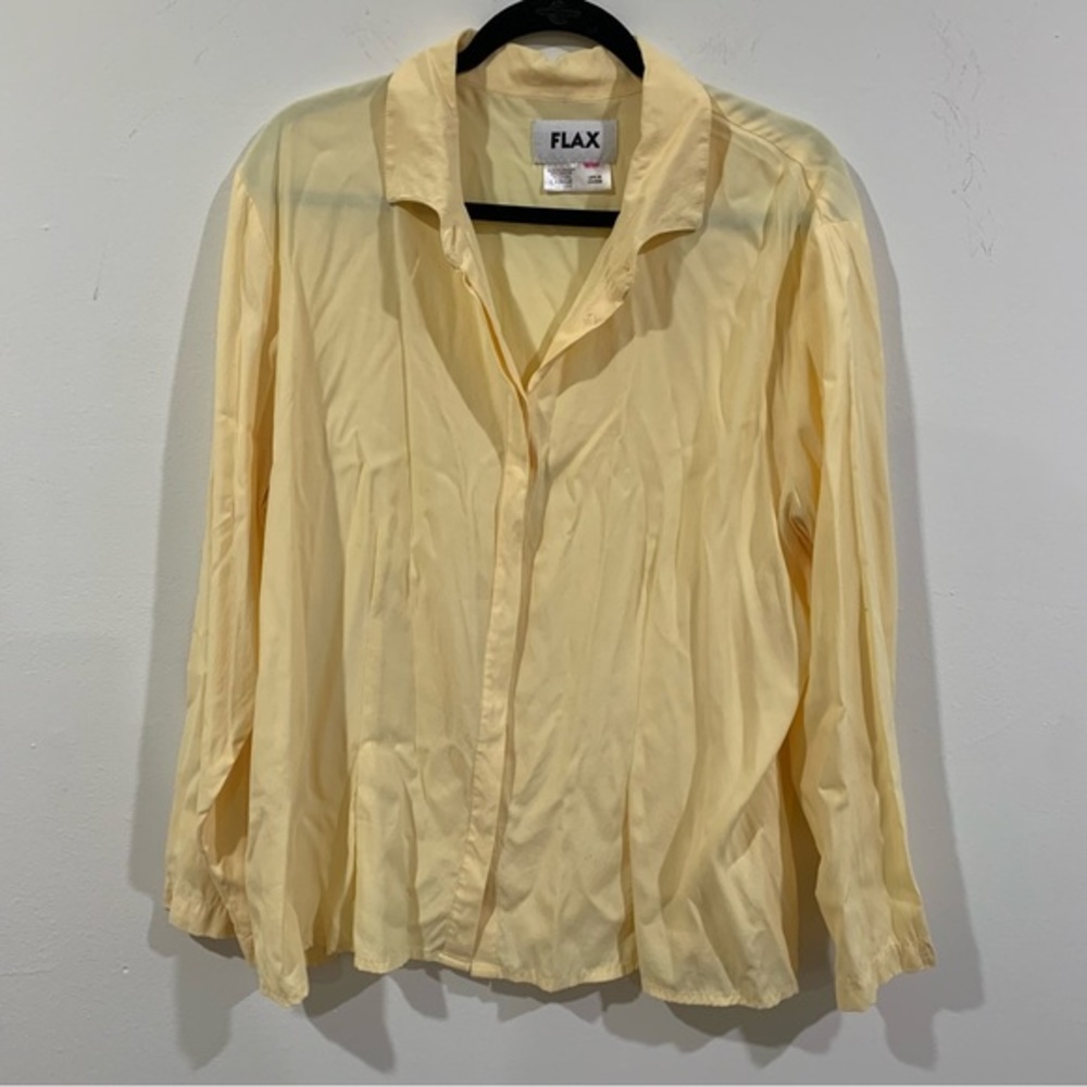 Flax Yellow Button Up Collared Blouse Size L